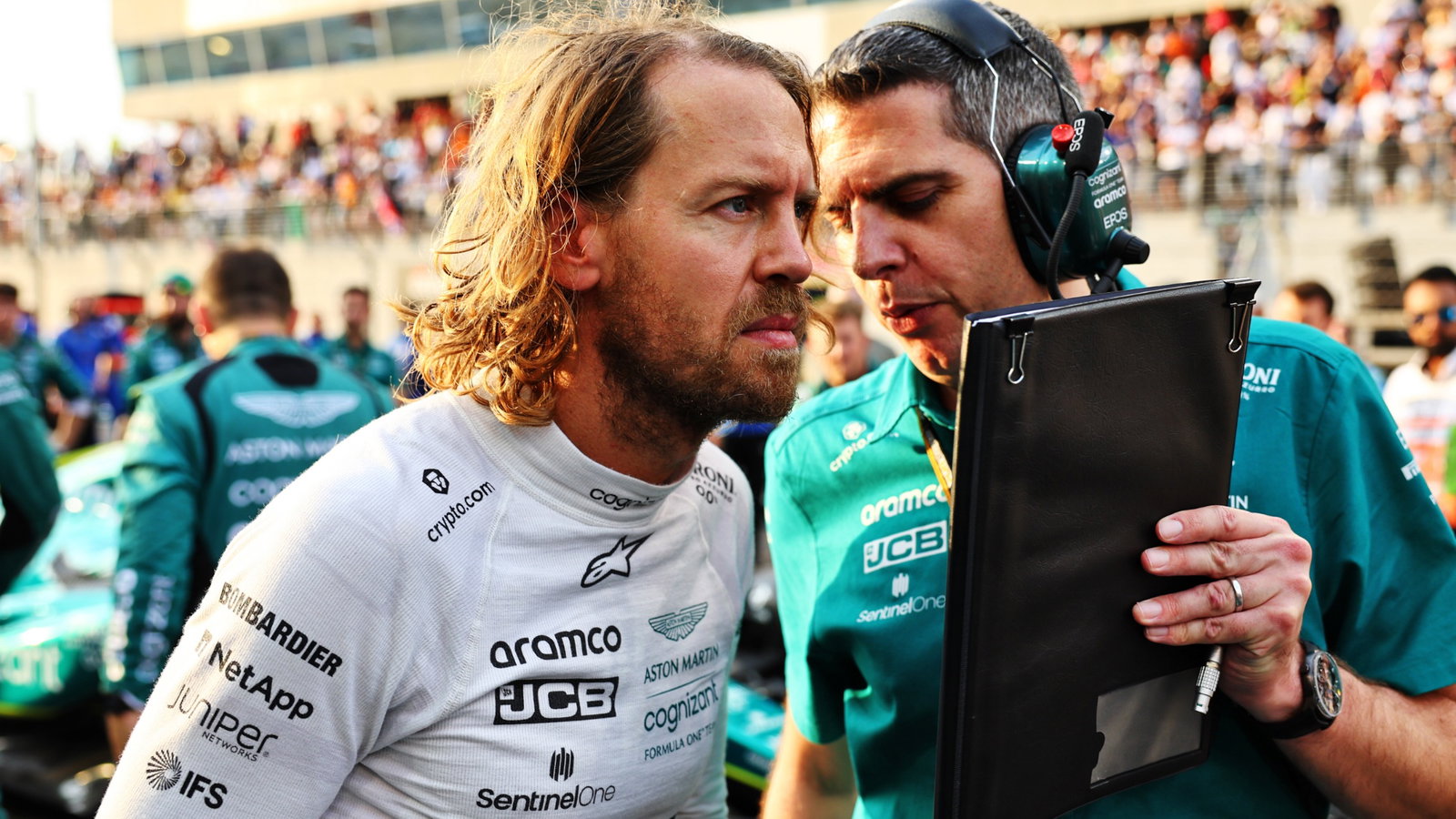 Sebastian Vettel (GER) Aston Martin F1 Team on the grid. Formula 1 World Championship, Rd 22, Abu Dhabi Grand Prix, Yas