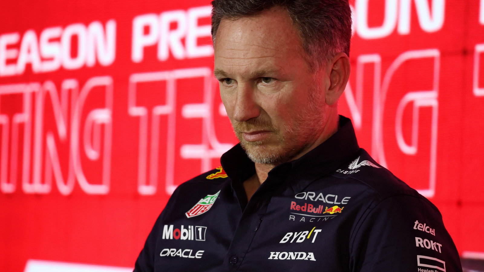 Christian Horner (GBR) Red Bull Racing Team Principal in the FIA Press Conference. Formula 1 Testing, Sakhir, Bahrain, Day