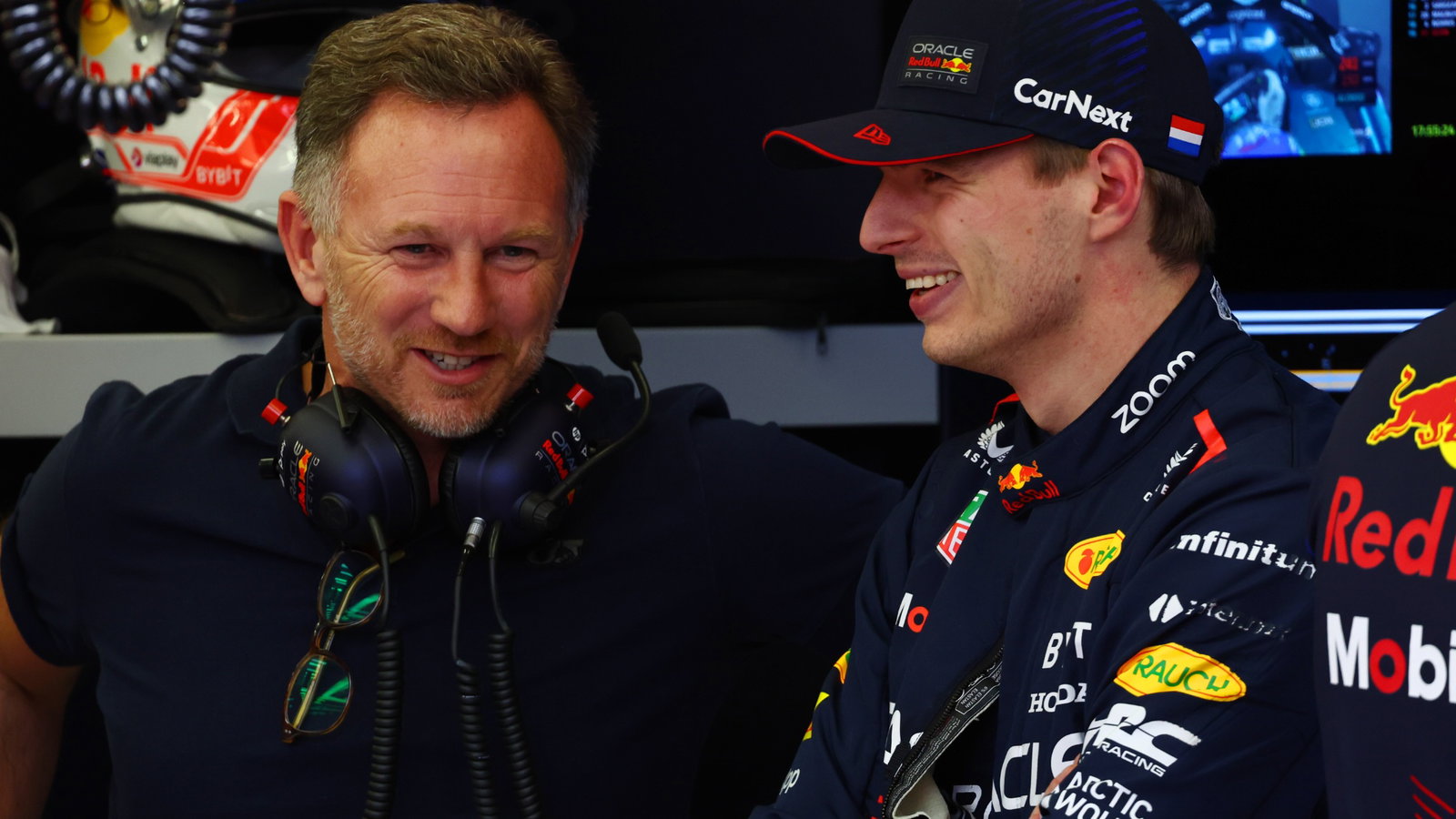(L to R): Christian Horner (GBR) Red Bull Racing Team Principal with Max Verstappen (NLD) Red Bull Racing. Formula 1