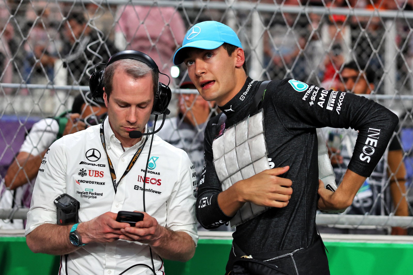 George Russell (GBR ) Mercedes AMG F1 di grid. Kejuaraan Dunia Formula 1, Rd 2, Grand Prix Arab Saudi, Jeddah,