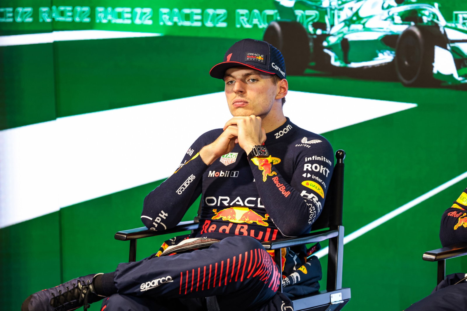 Second placed Max Verstappen (NLD) Red Bull Racing in the the post race FIA Press Conference. Formula 1 World