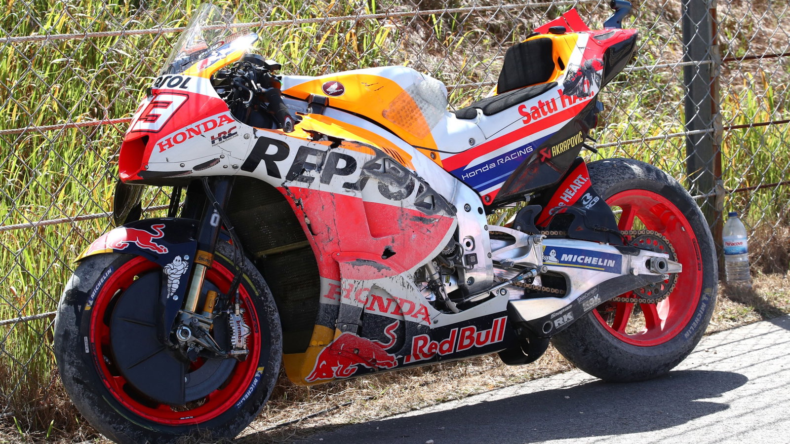 Marc Marquez crashed bike, MotoGP race, Portuguese MotoGP, 26 March