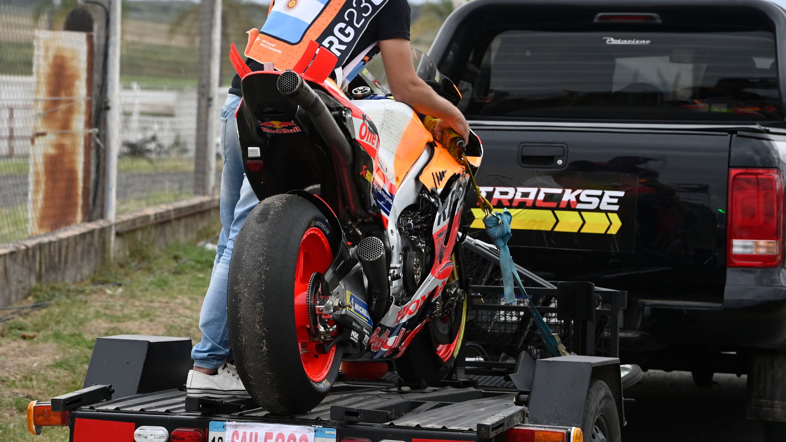 Joan Mir, after crash, bike, Sprint race, Argentina MotoGP, 01 April