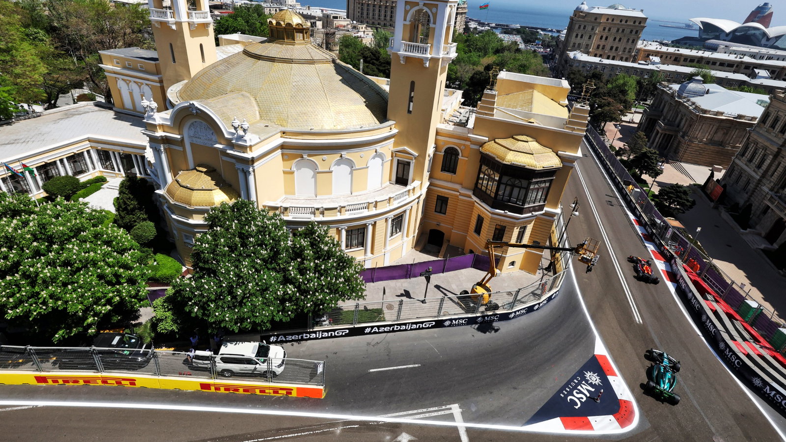 Lance Stroll (CDN) Aston Martin F1 Team AMR23. Formula 1 World Championship, Rd 4, Azerbaijan Grand Prix, Baku Street