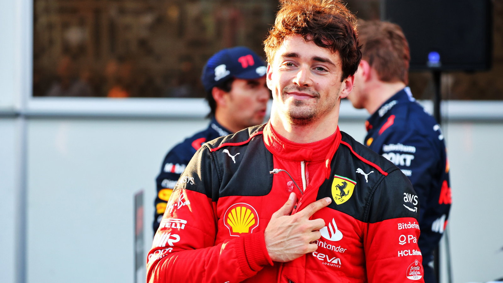 Charles Leclerc (MON) Ferrari celebrates his pole position in qualifying parc ferme. Formula 1 World Championship, Rd 4,