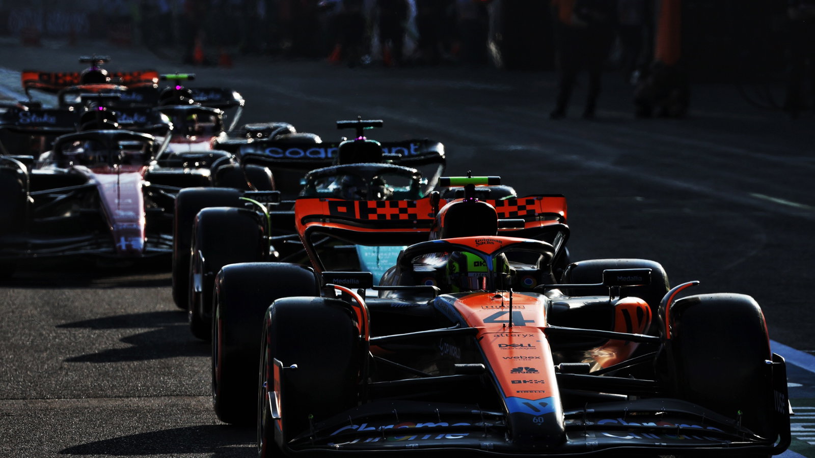 Lando Norris (GBR) McLaren MCL60 in the pits. Formula 1 World Championship, Rd 4, Azerbaijan Grand Prix, Baku Street