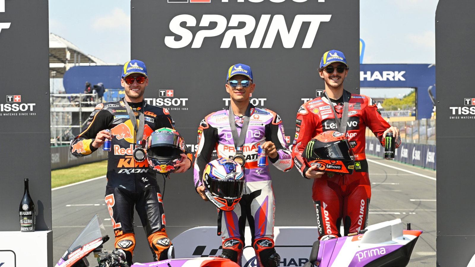 Brad Binder, Jorge Martin, Francesco Bagnaia, Sprint Race, French MotoGP, 13 May