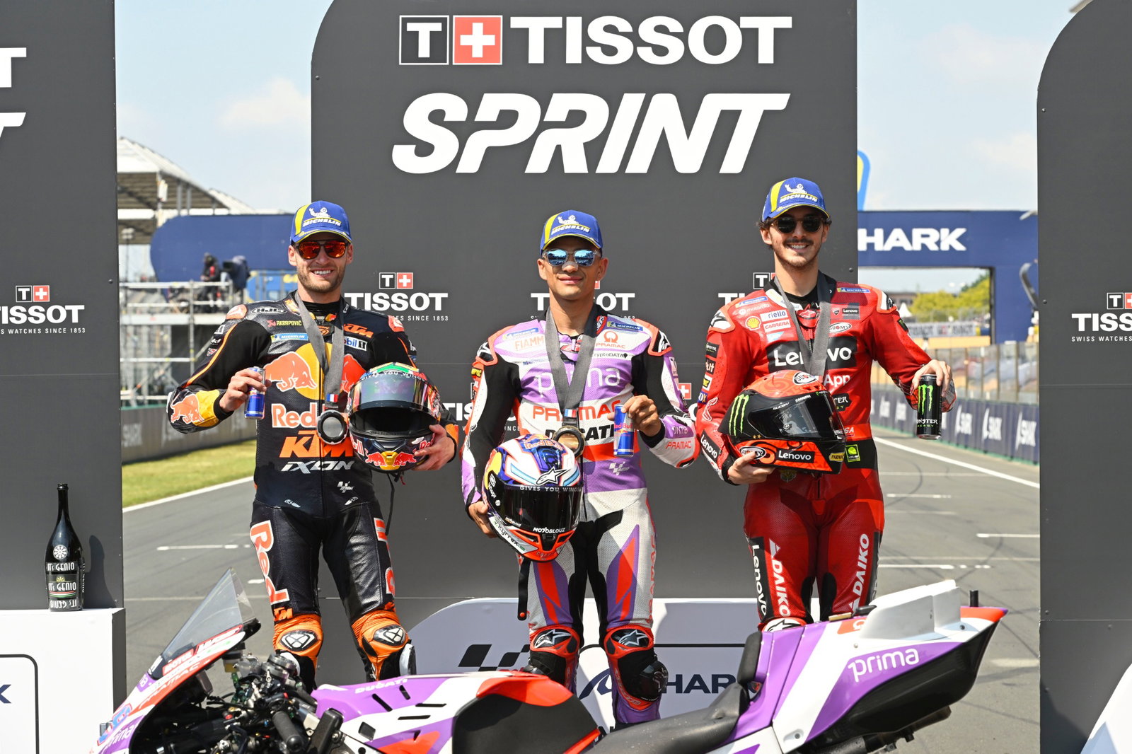 Brad Binder, Jorge Martin, Francesco Bagnaia, Sprint Race, French MotoGP, 13 May