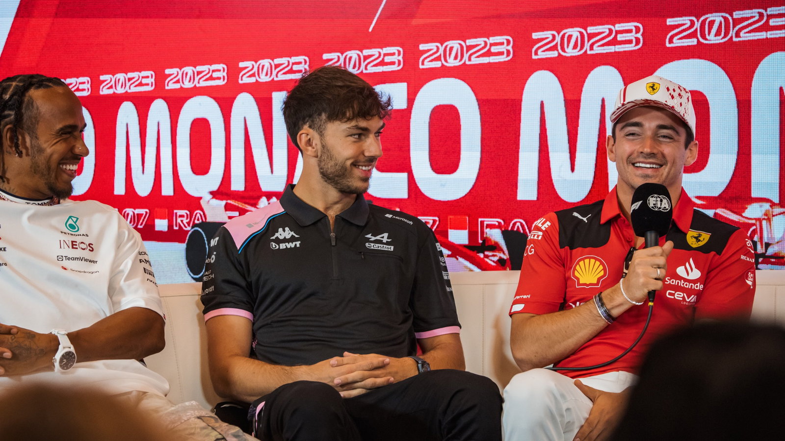 (L to R): Lewis Hamilton (GBR) M