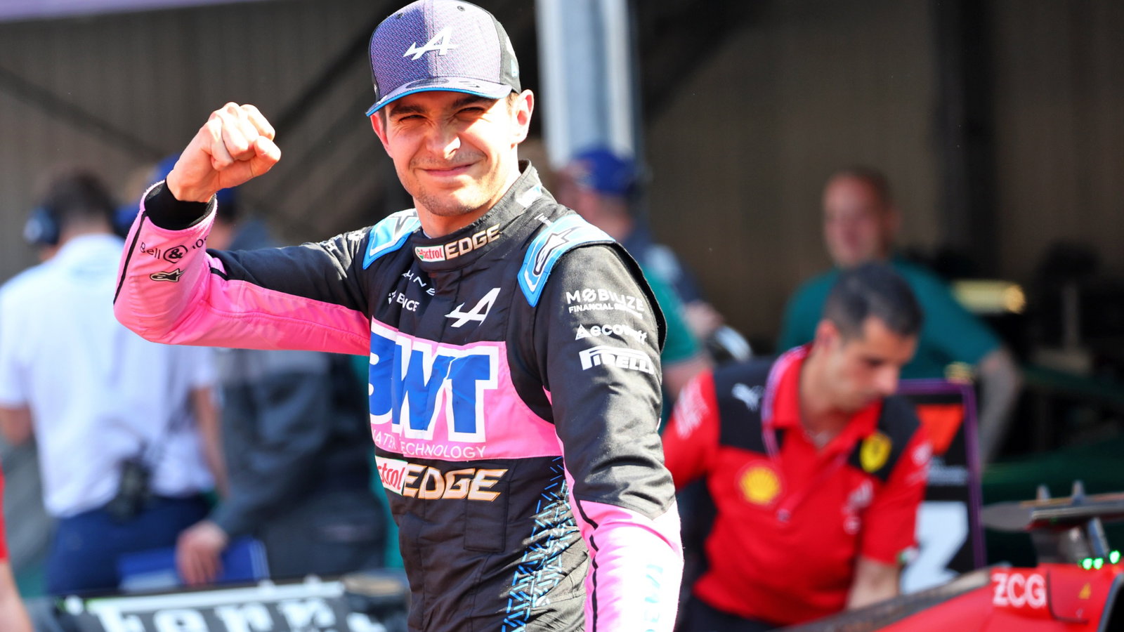 Esteban Ocon (FRA) Alpine F1 Team celebrates his fourth position in qualifying parc ferme. Formula 1 World Championship,