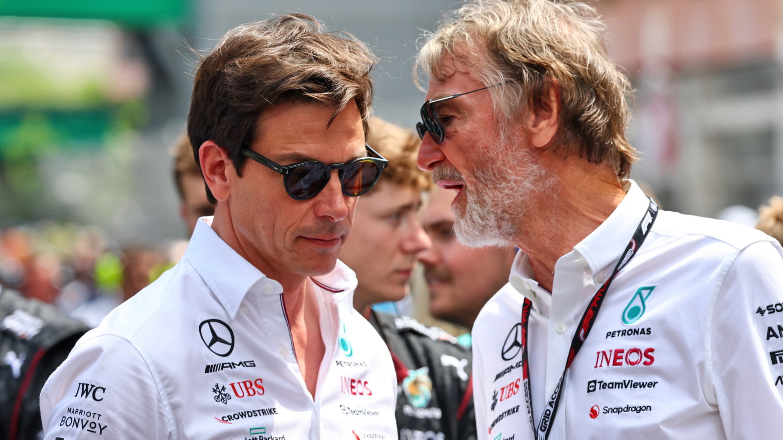 (L to R): Toto Wolff (GER) Mercedes AMG F1 Shareholder and Executive Director with Jim Ratcliffe (GBR) Chief Executive