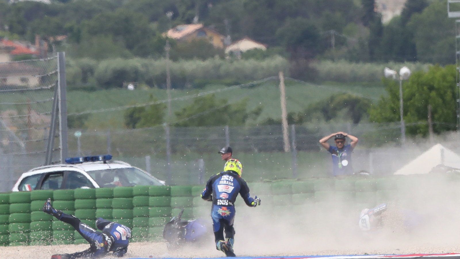 Remy Gardner and Dominique Aegerter crash, Superpole Race, Emilia-Romagna WorldSBK, 4 June