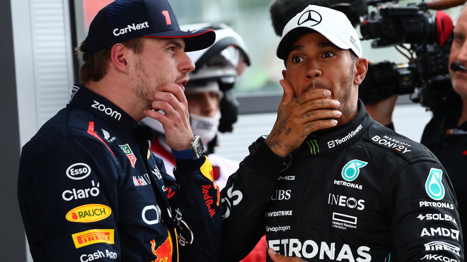 1st place Max Verstappen (NLD) Red Bull Racing and 2nd place Lewis Hamilton (GBR) Mercedes AMG F1. Formula 1 World