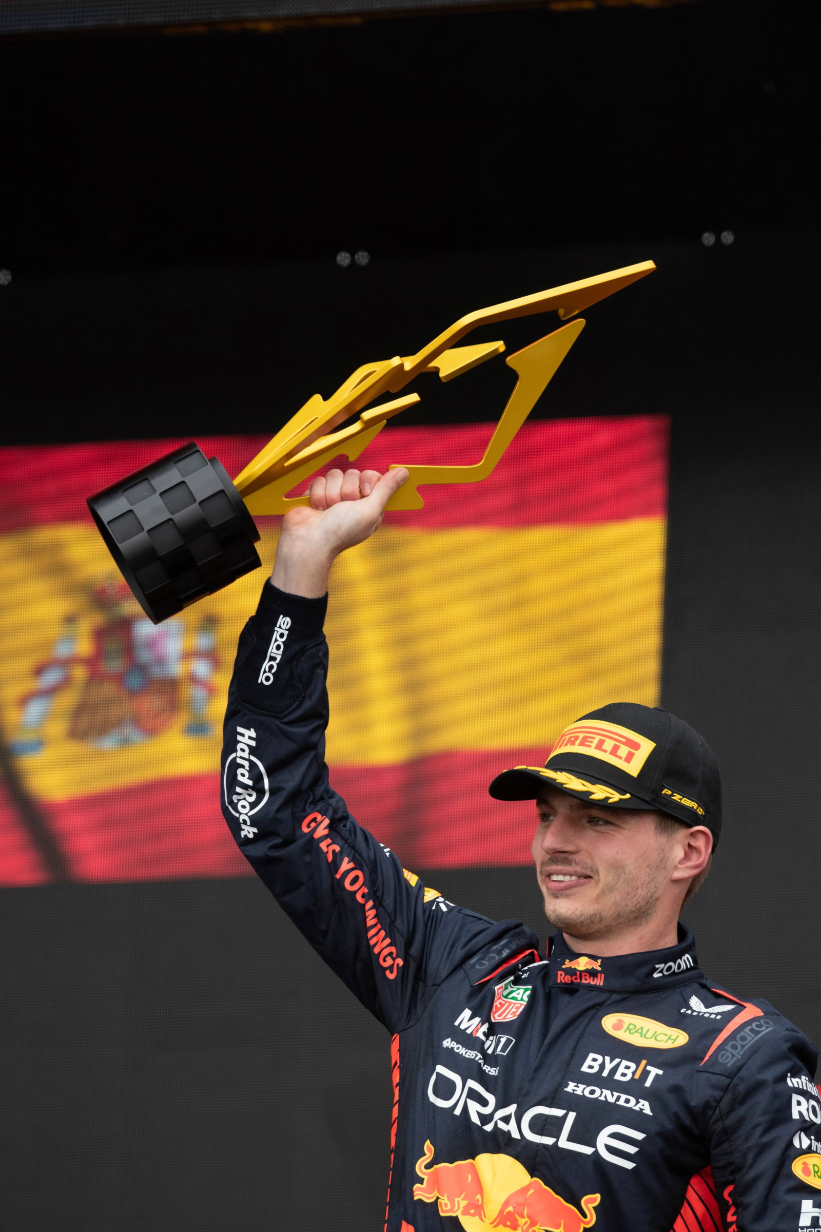 Race winner Max Verstappen (NLD) Red Bull Racing celebrates on the podium. Formula 1 World Championship, Rd 9, Canadian