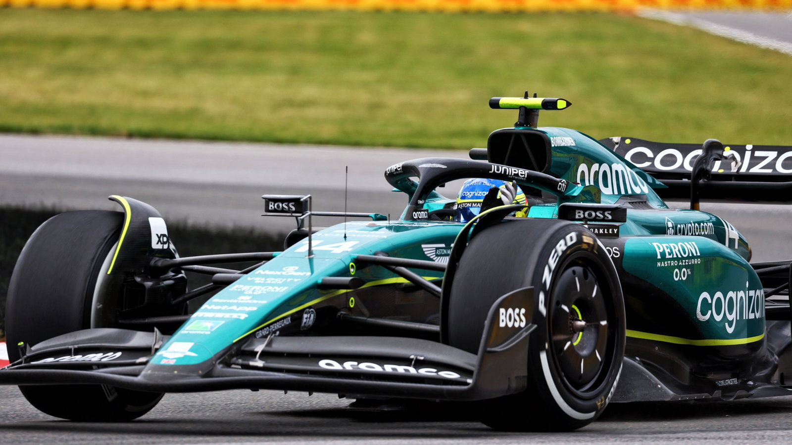 Fernando Alonso (ESP) Aston Martin F1 Team AMR23 celebrates his second position at the end of the race. Formula 1 World