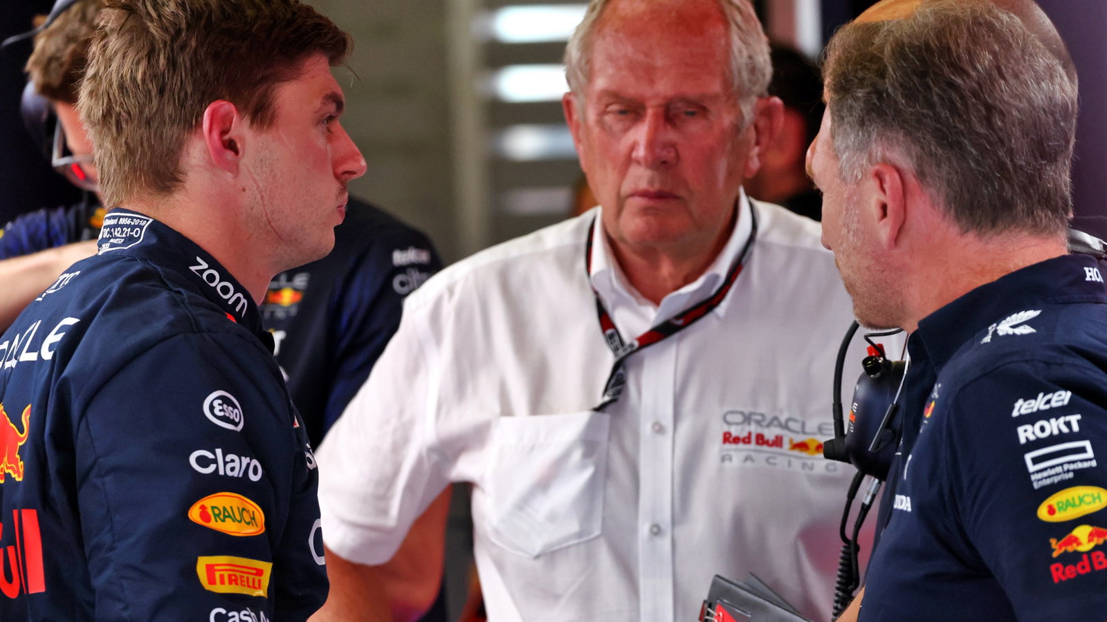 (L to R): Max Verstappen (NLD) Red Bull Racing with Dr Helmut Marko (AUT) Red Bull Motorsport Consultant and Christian