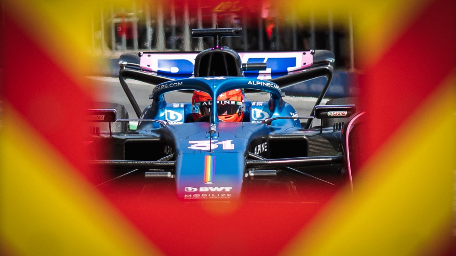 Esteban Ocon (FRA) Alpine F1 Team A523 in the pits. Formula 1 World Championship, Rd 10, Austrian Grand Prix, Spielberg,