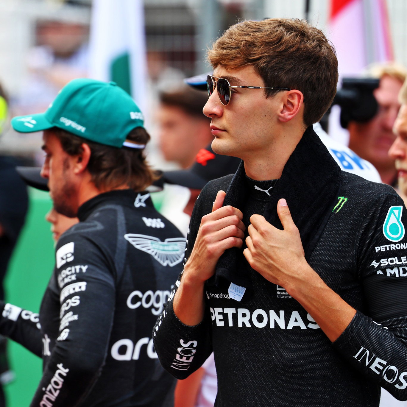 George Russell (GBR) Mercedes AMG F1 on the grid. Formula 1 World Championship, Rd 10, Austrian Grand Prix, Spielberg,