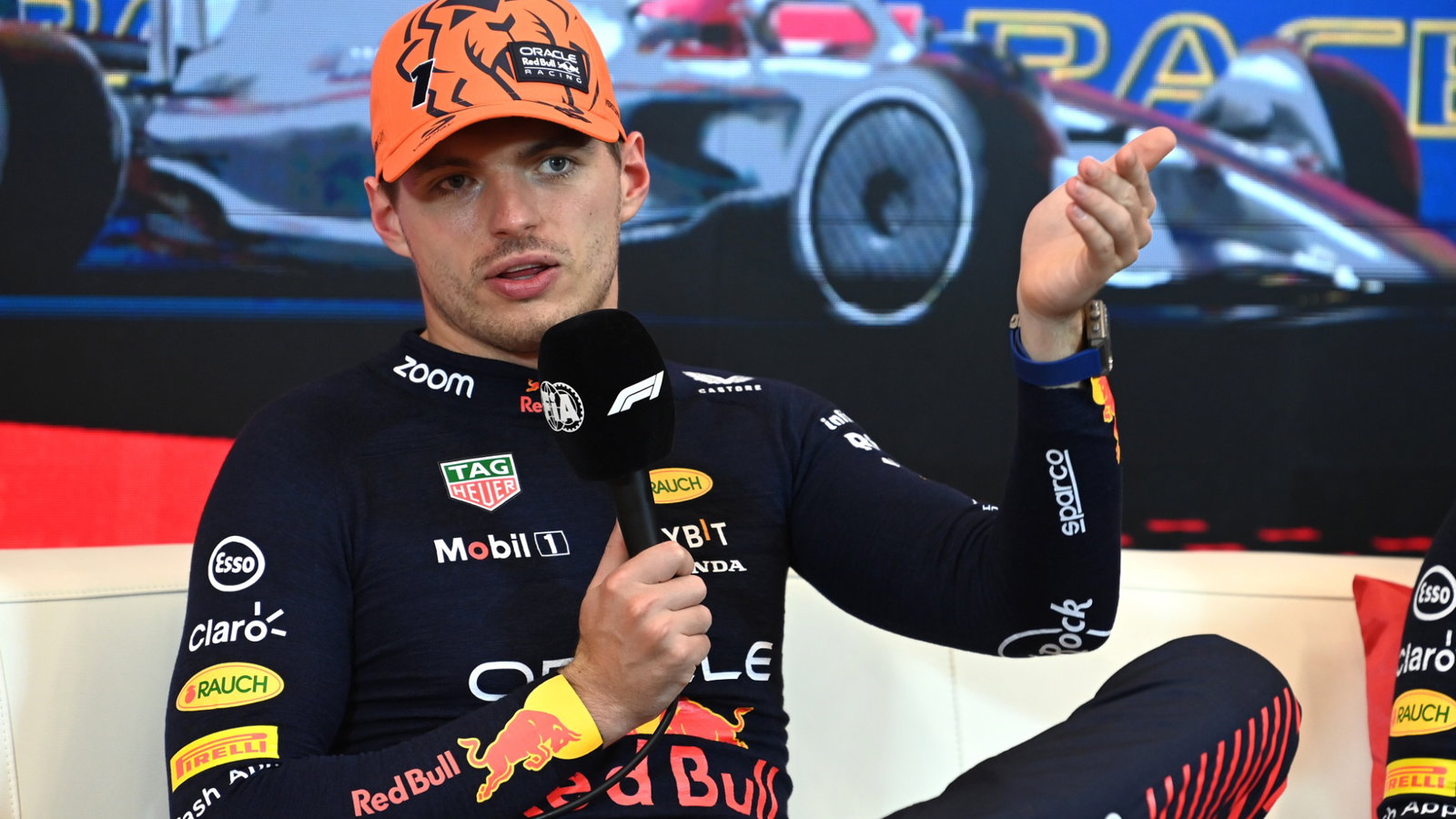 Max Verstappen (NLD) Red Bull Racing in the post race FIA Press Conference. Formula 1 World Championship, Rd 10, Austrian