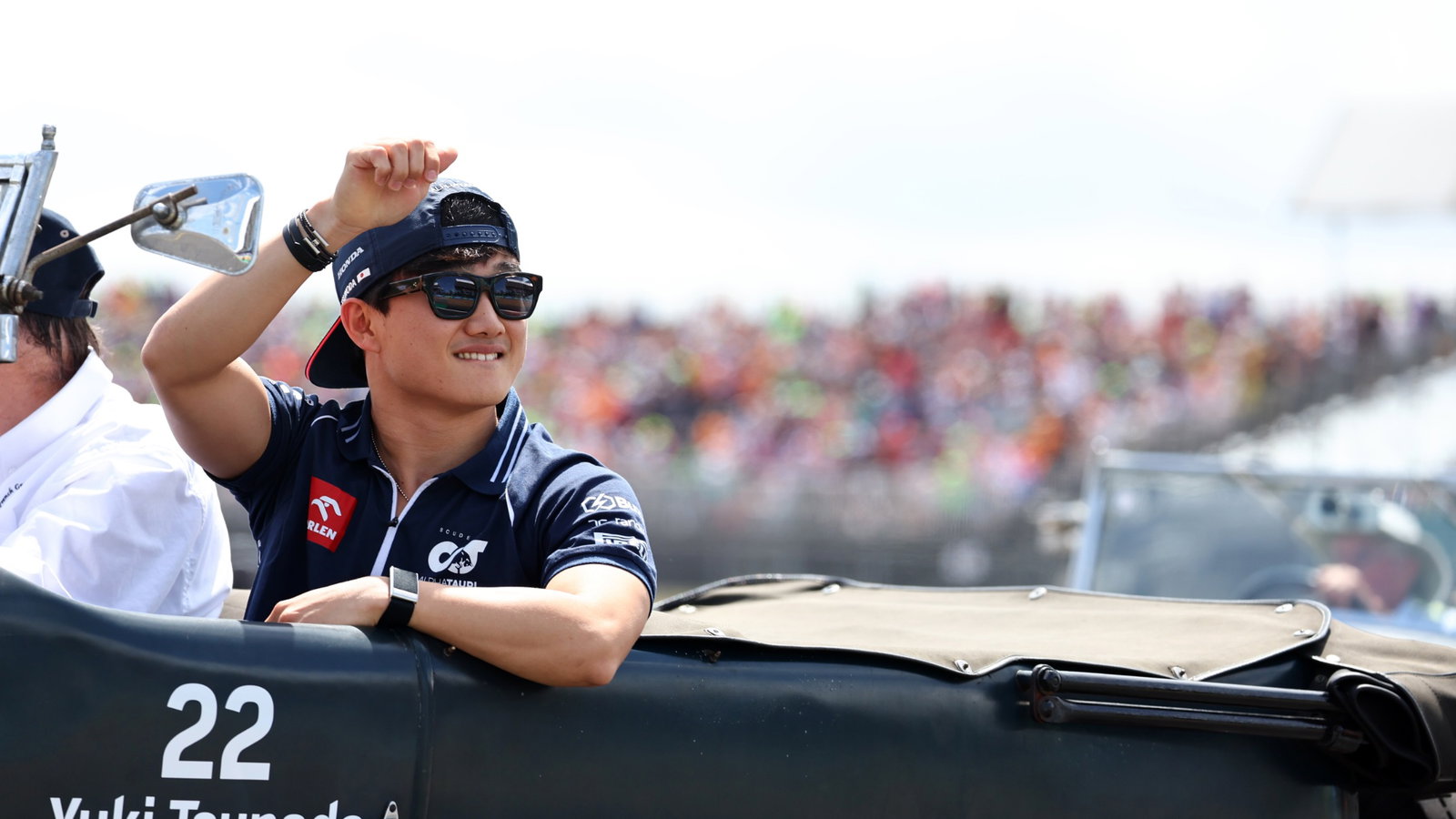 Yuki Tsunoda (JPN) AlphaTauri on the drivers' parade. Formula 1 World Championship, Rd 11, British Grand Prix,