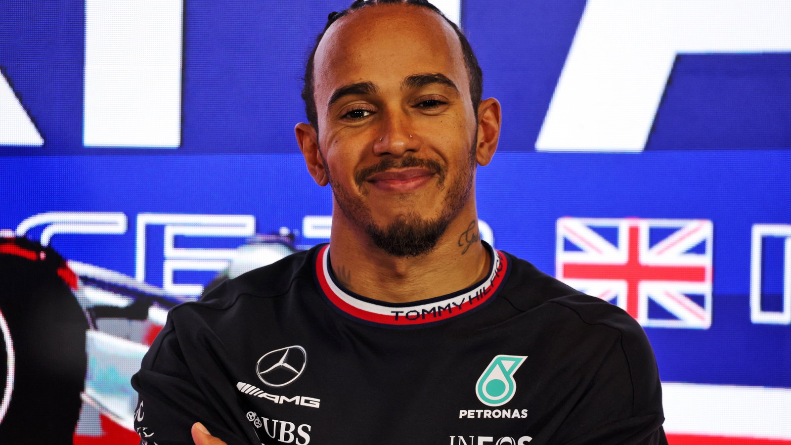 Lewis Hamilton (GBR) Mercedes AMG F1 in the post race FIA Press Conference. Formula 1 World Championship, Rd 11, British