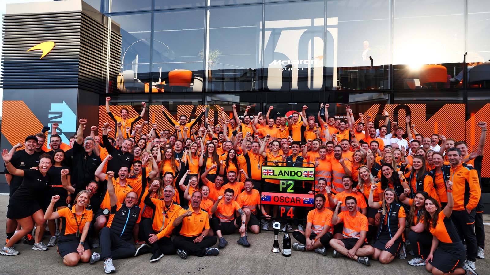 McLaren celebrate second and fourth position for Lando Norris (GBR) and Oscar Piastri (AUS).