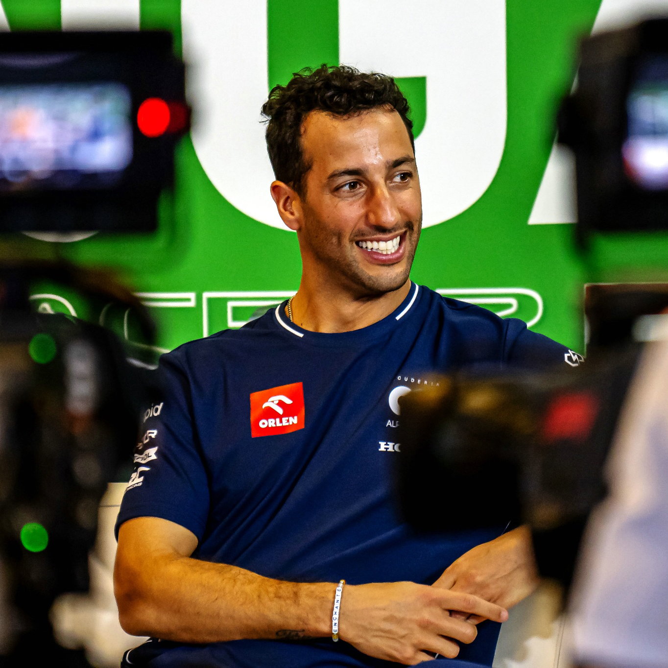 Daniel Ricciardo (AUS) AlphaTauri in the FIA Press Conference. Formula 1 World Championship, Rd 12, Hungarian Grand Prix,