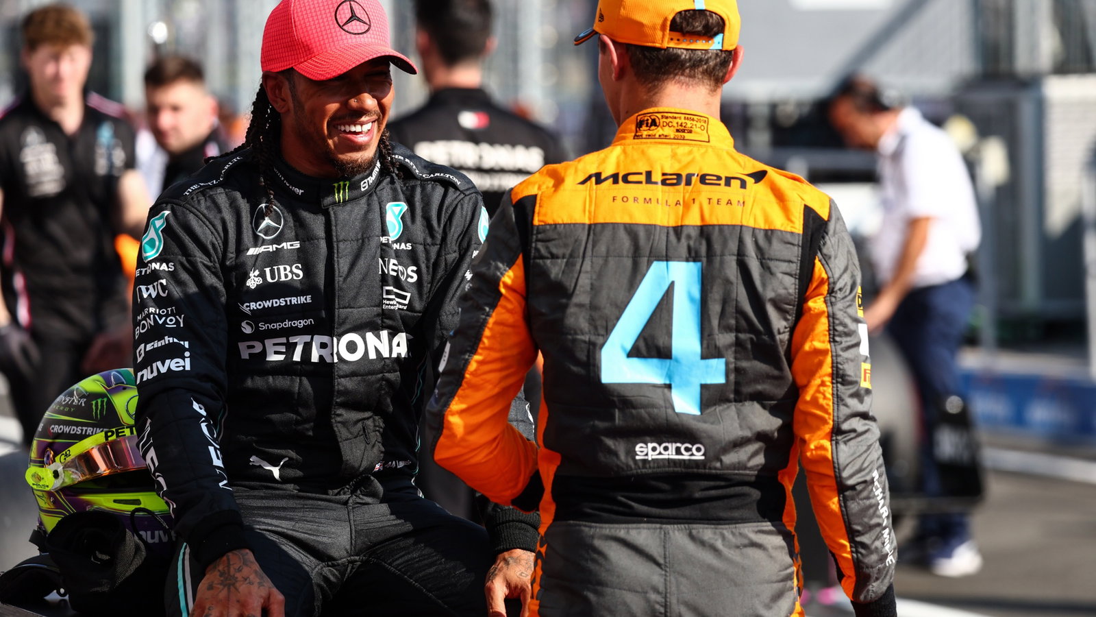 Lewis Hamilton (GBR), Mercedes AMG F1 and Lando Norris (GBR), McLaren F1 Team Formula 1 World Championship, Rd 12,