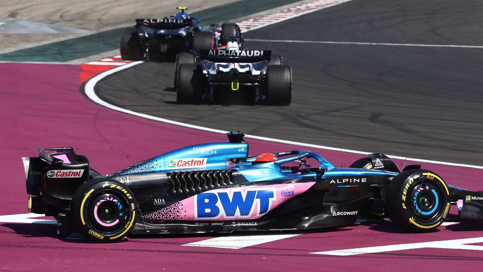 Esteban Ocon (FRA) Alpine F1 Team A523 at the start of the race. Formula 1 World Championship, Rd 12, Hungarian Grand