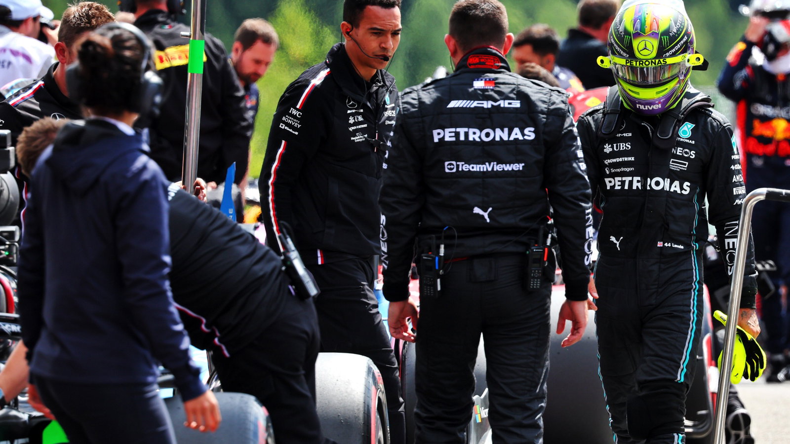Lewis Hamilton (GBR) Mercedes AMG F1 in Sprint Qualifying parc ferme. Formula 1 World Championship, Rd 13, Belgian Grand
