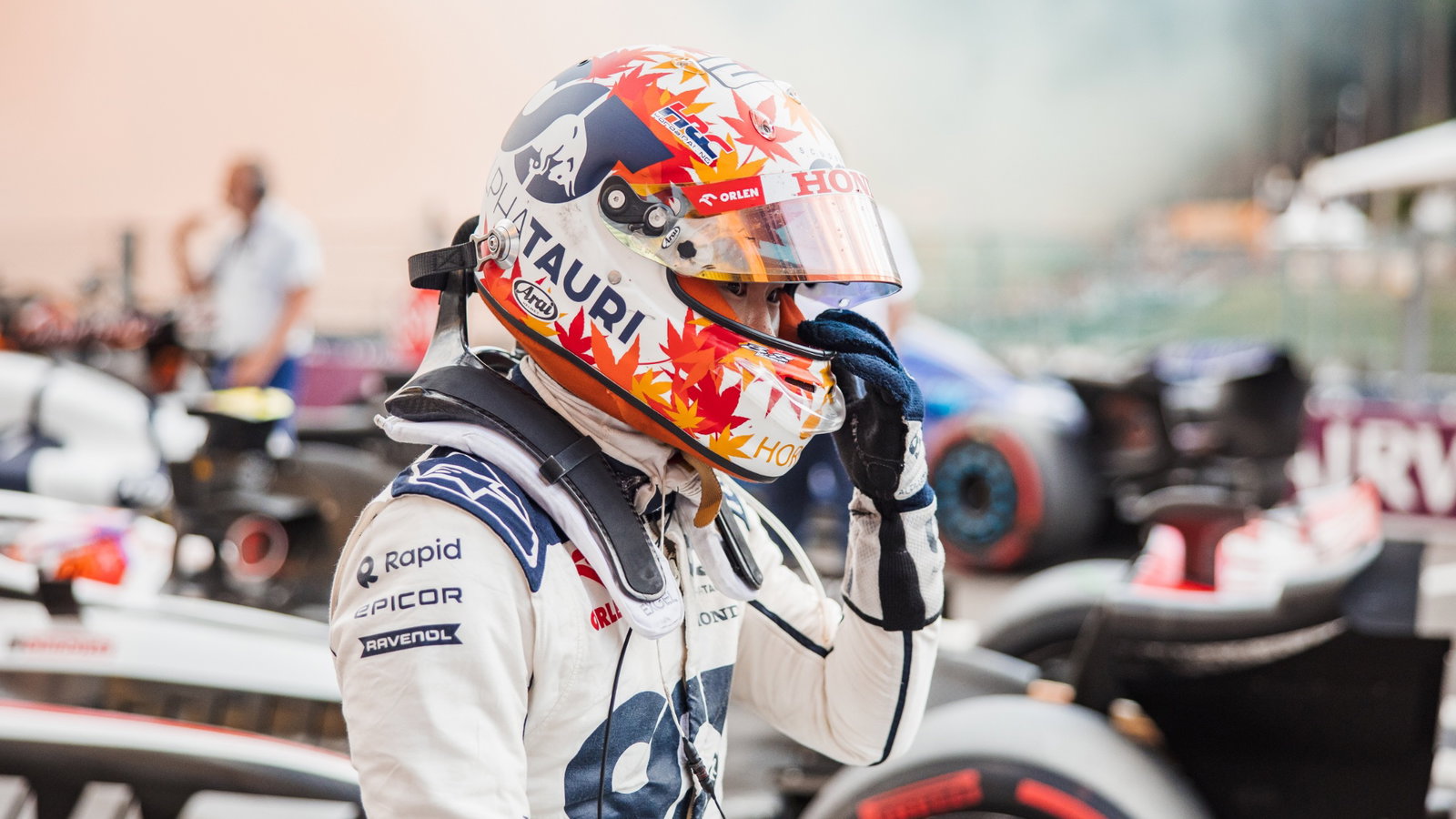 Yuki Tsunoda (JPN) AlphaTauri in parc ferme. Formula 1 World Championship, Rd 13, Belgian Grand Prix, Spa Francorchamps,