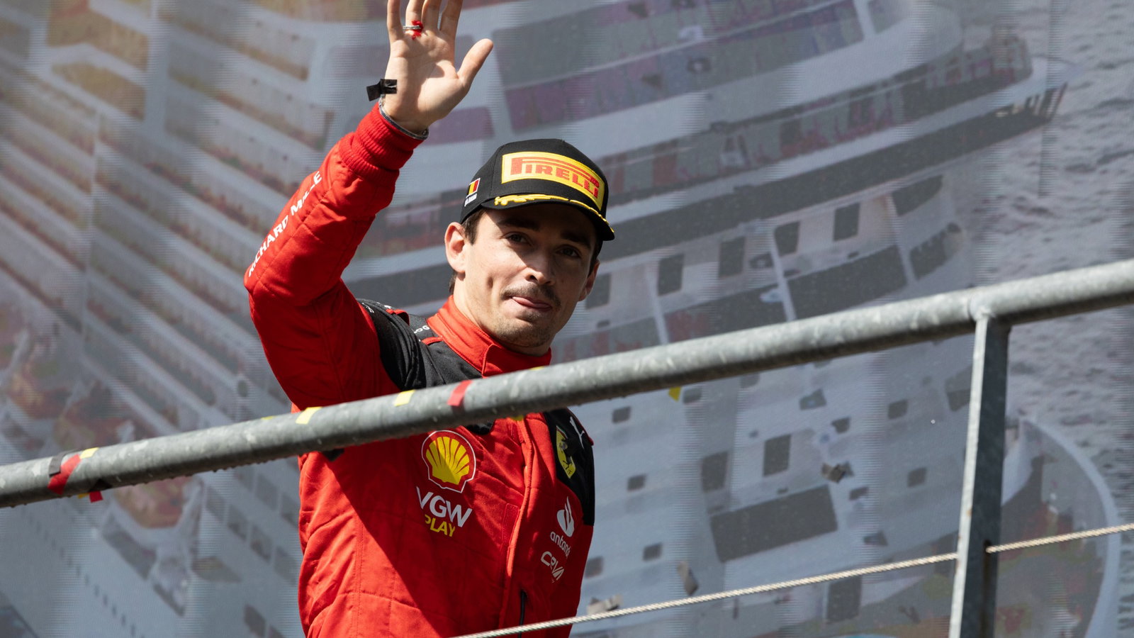 Charles Leclerc (MON) Ferrari celebrates his third position on the podium. Formula 1 World Championship, Rd 13, Belgian