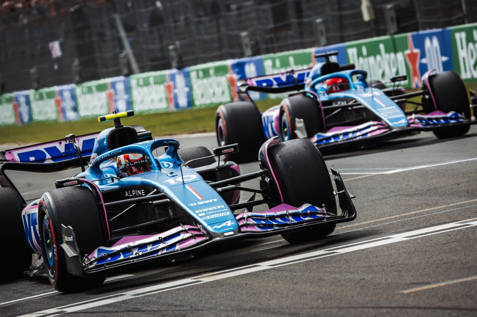Pierre Gasly (FRA) Alpine F1 Team A523 and Esteban Ocon (FRA) Alpine F1 Team A523. Formula 1 World Championship, Rd 14,