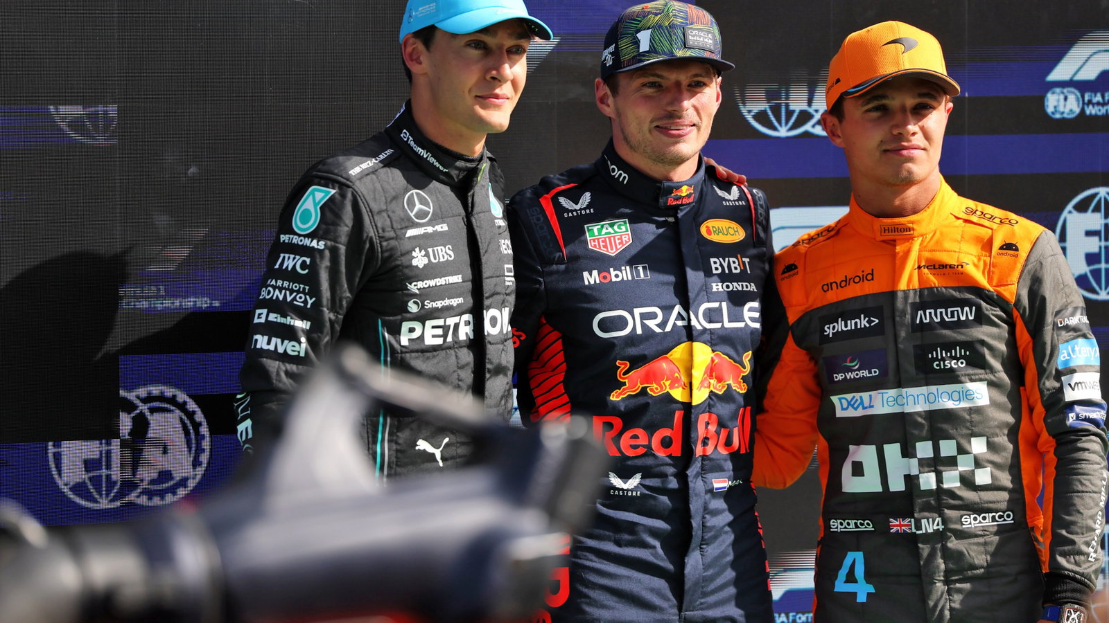 Qualifying top three in parc ferme (L to R): 