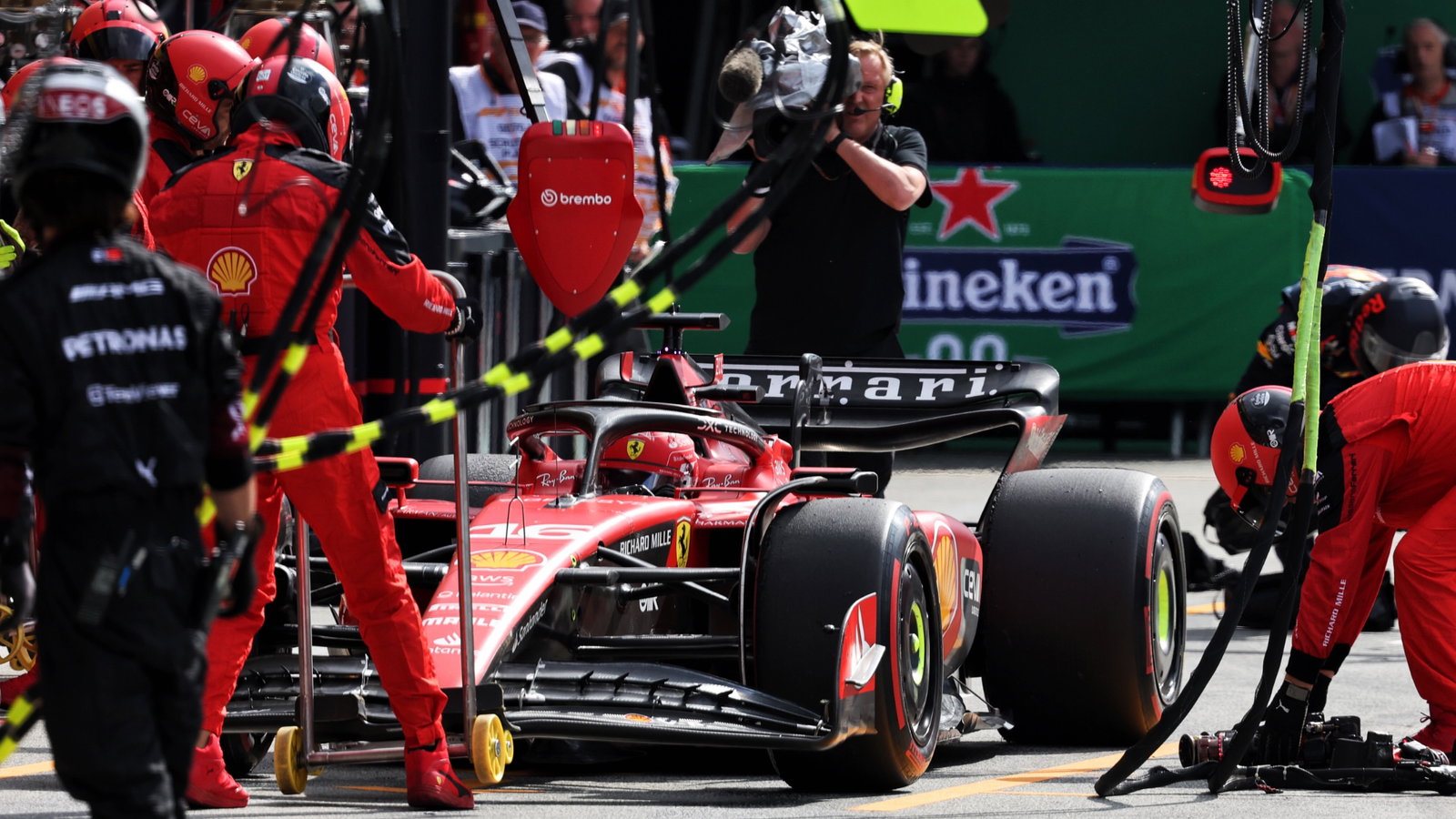 Charles Leclerc (MON) Ferrari SF-23 retired from the race in the pits. Formula 1 World Championship, Rd 14, Dutch Grand