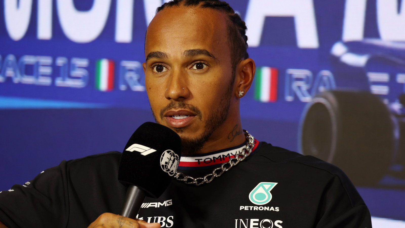 Lewis Hamilton (GBR) Mercedes AMG F1 in the FIA Press Conference. Formula 1 World Championship, Rd 15, Italian Grand Prix,