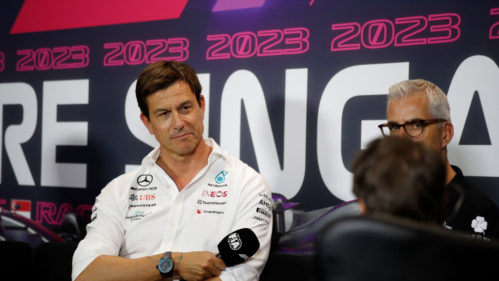 Toto Wolff (GER) Mercedes AMG F1 Shareholder and Executive Director in the FIA Press Conference. Formula 1 World