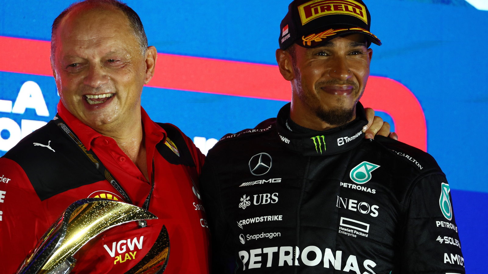 Fred Vasseur and Lewis Hamilton