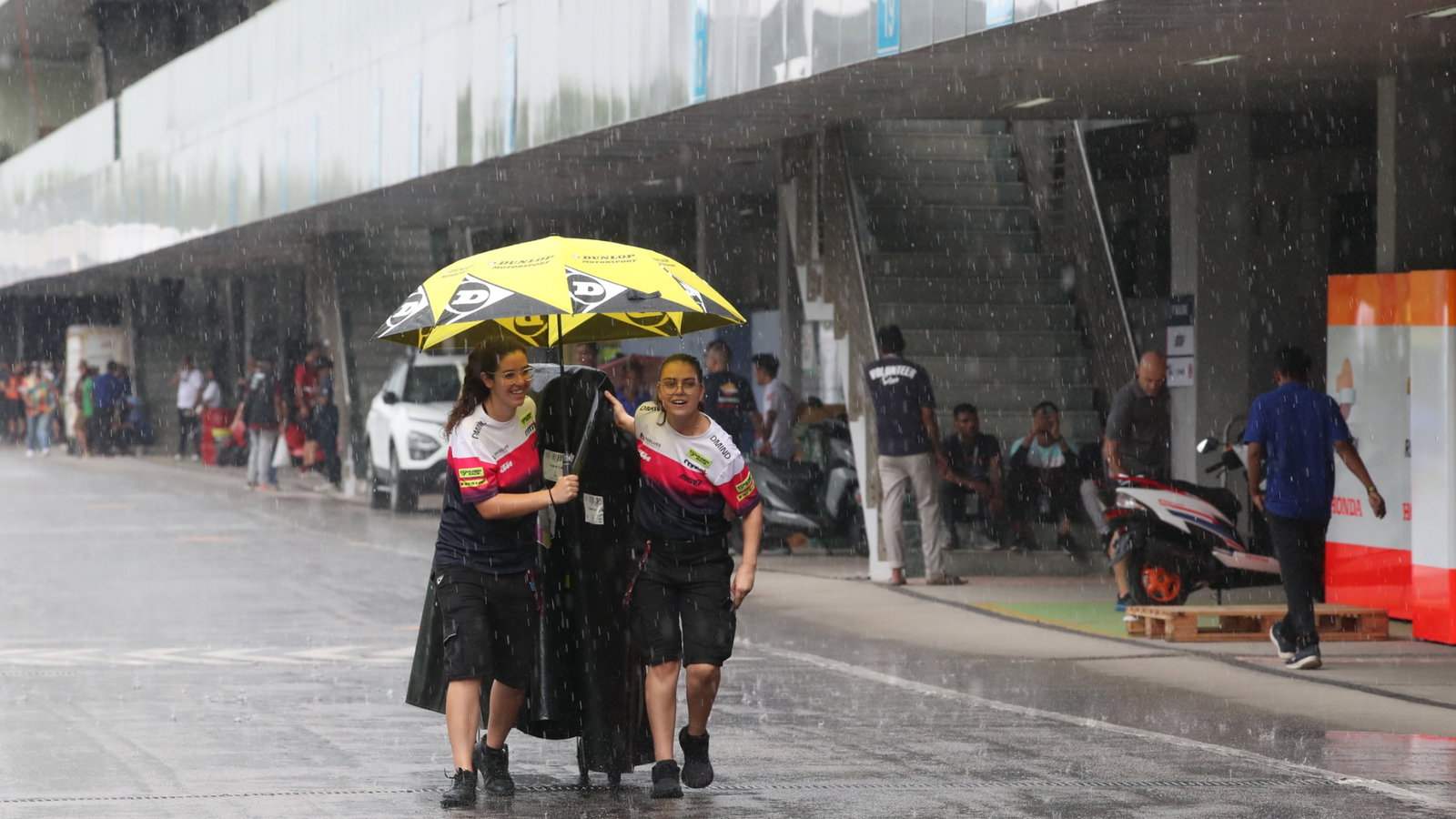 Rain in paddock, Indian MotoGP, 21 September