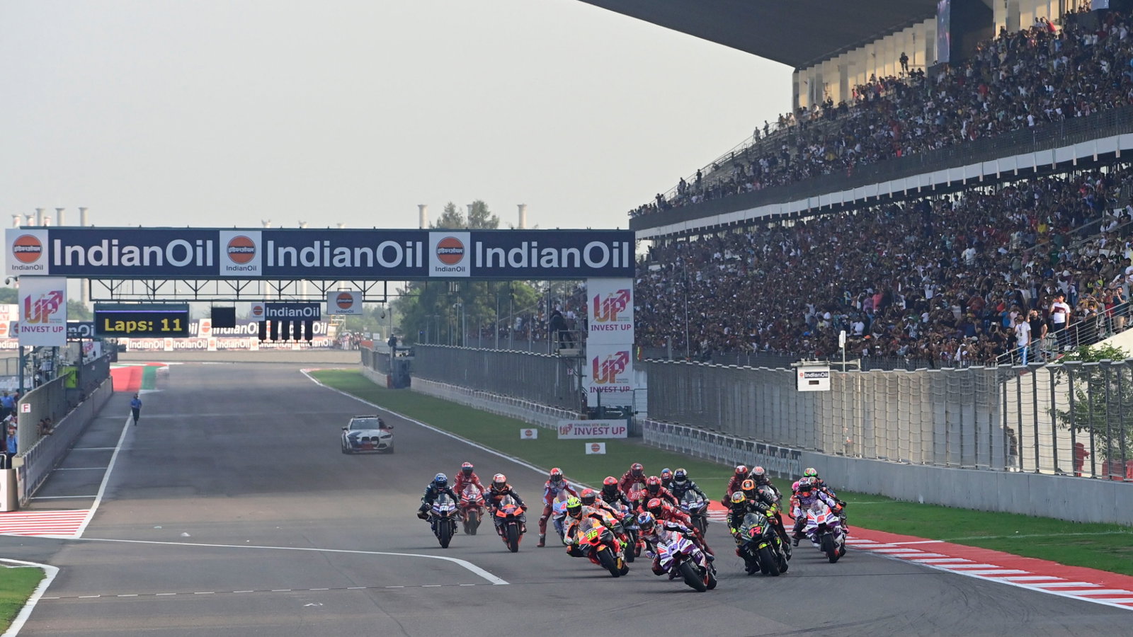 Race start, Luca Marini, Pol Espargaro, Stefan Bradl, Tissot Sprint race, Indian MotoGP 23 September