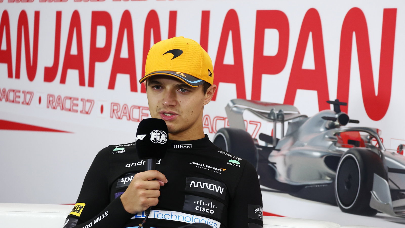 Lando Norris (GBR) McLaren in the post race FIA Press Conference. Formula 1 World Championship, Rd 17, Japanese Grand