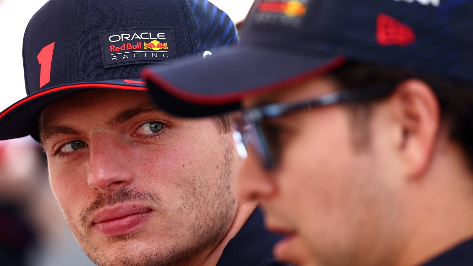Max Verstappen (NLD) Red Bull Racing with team mate Sergio Perez (MEX) Red Bull Racing. Formula 1 World Championship, Rd