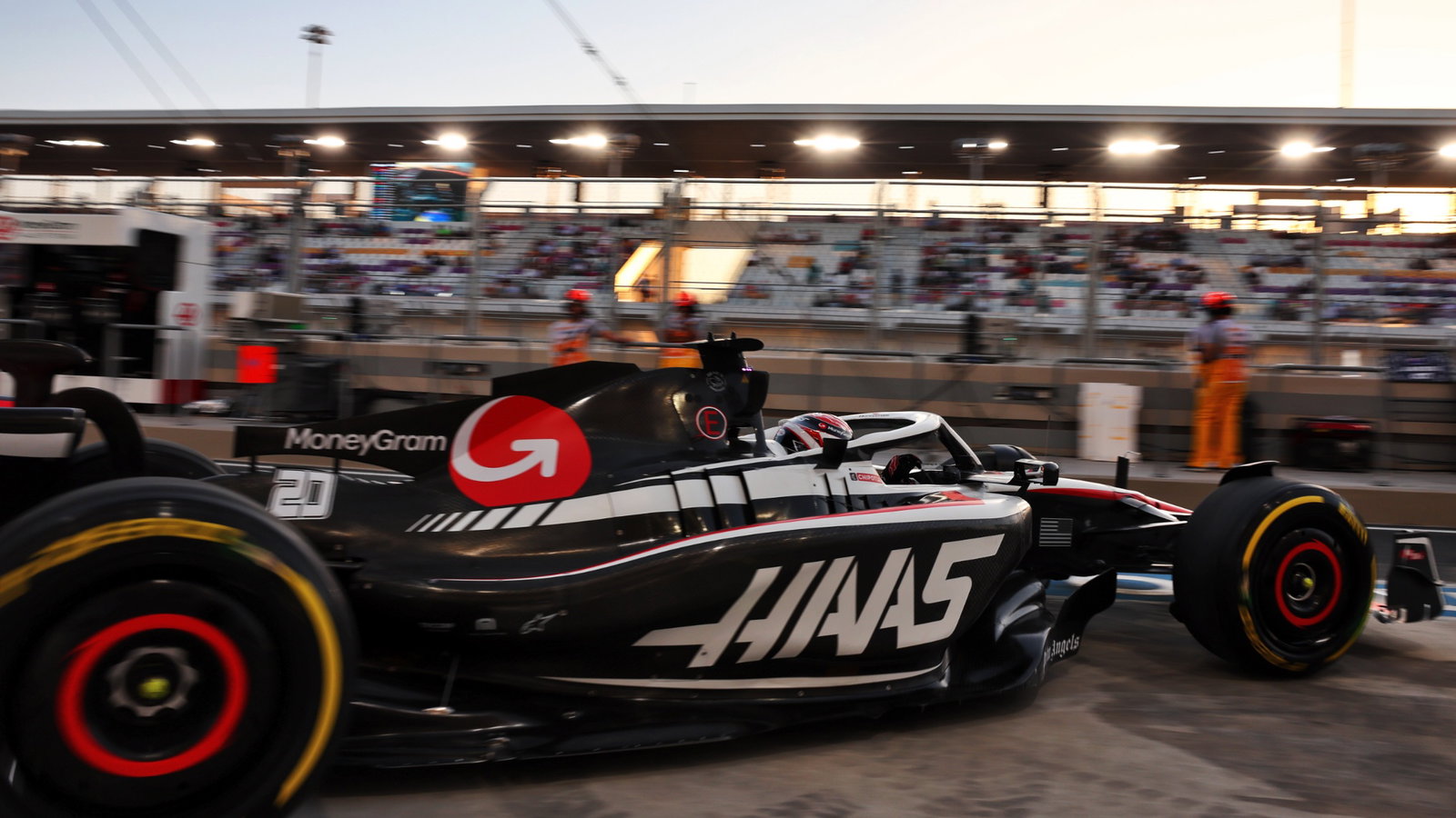 Kevin Magnussen (DEN) Haas VF-23 leaves the pits. Formula 1 World Championship, Rd 18, Qatar Grand Prix, Doha, Qatar,