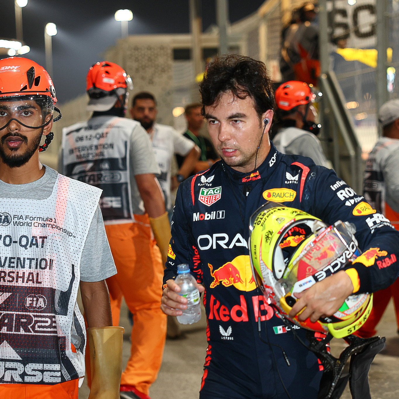 Sergio Perez (MEX) Red Bull Racing crashed out of the race. Formula 1 World Championship, Rd 18, Qatar Grand Prix, Doha,