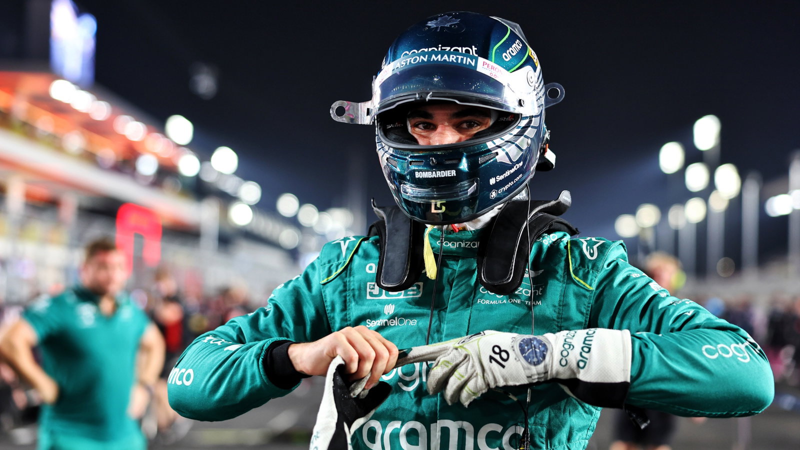 Lance Stroll (CDN) Aston Martin F1 Team on the grid. Formula 1 World Championship, Rd 18, Qatar Grand Prix, Doha, Qatar,