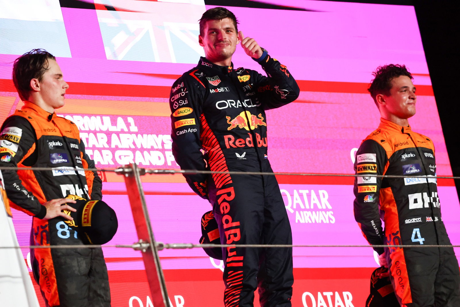 Max Verstappen (NLD), Red Bull Racing Lando Norris (GBR), McLaren F1 Team Oscar Piastri (AUS), McLaren Formula 1 World