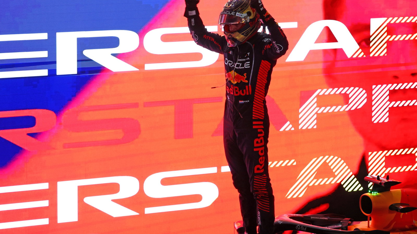 Race winner Max Verstappen (NLD) Red Bull Racing celebrates in parc ferme. Formula 1 World Championship, Rd 18, Qatar