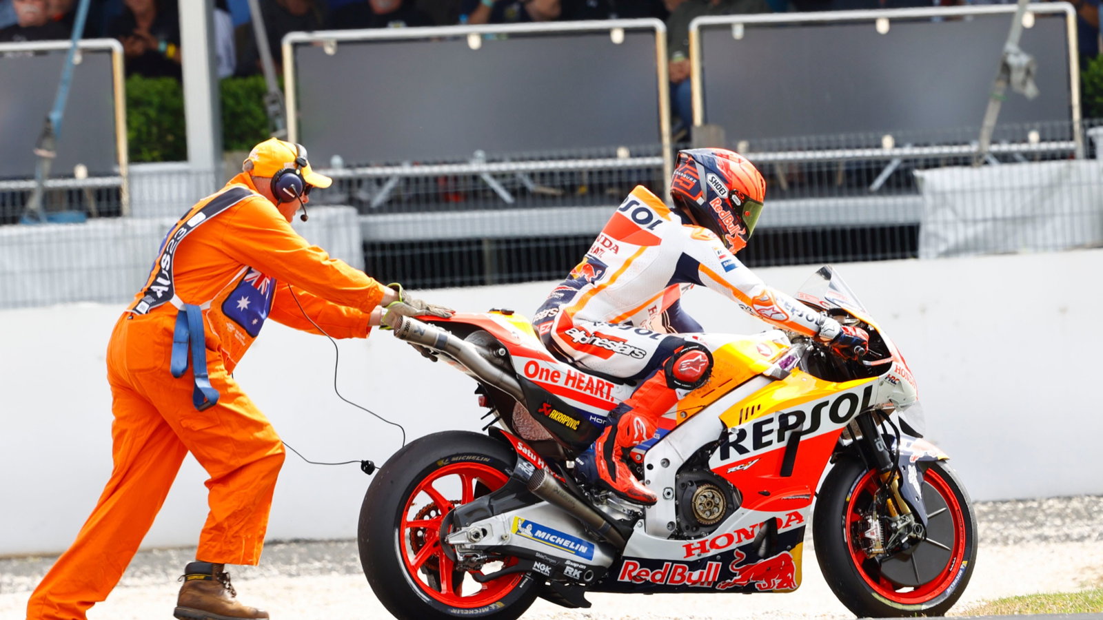 Marc Marquez after crash, Australian MotoGP, 20 October