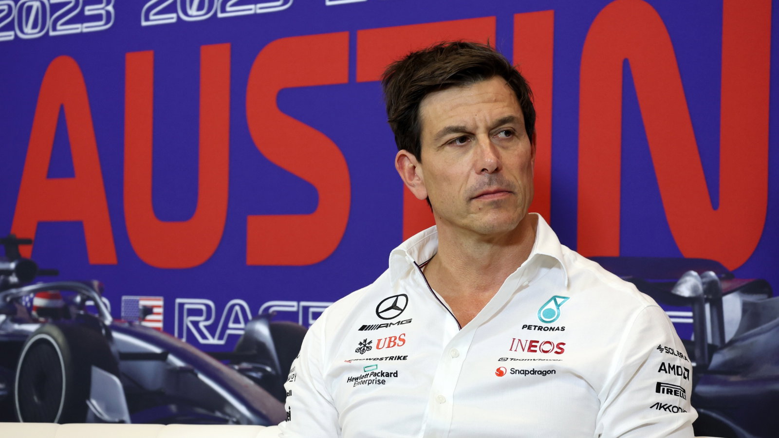 Toto Wolff (GER) Mercedes AMG F1 Shareholder and Executive Director in the FIA Press Conference. Formula 1 World