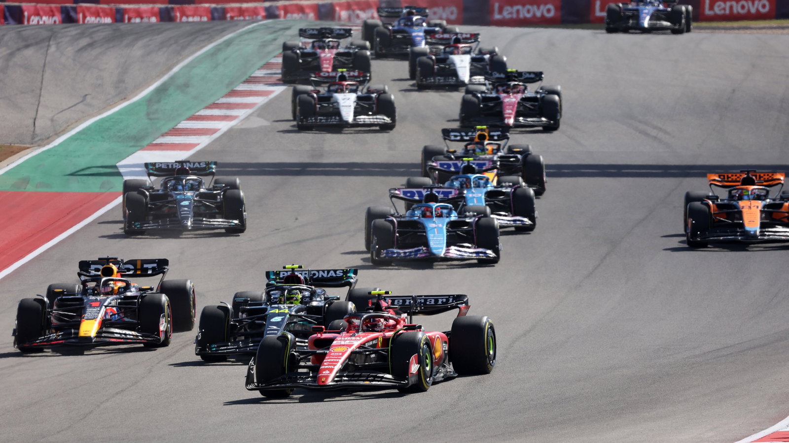Carlos Sainz Jr (ESP) Ferrari SF-23 at the start of the race. Formula 1 World Championship, Rd 19, United States Grand